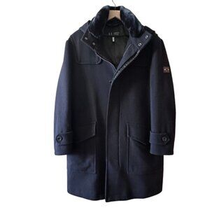 Men's M Armani Jeans 30 Anneversario Black Peacoat Zip Up Removable Hood